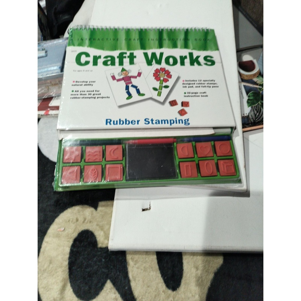 Vintage 1997 NOS Quarto Children's Craft works rubber stamping book Kit  Sealed